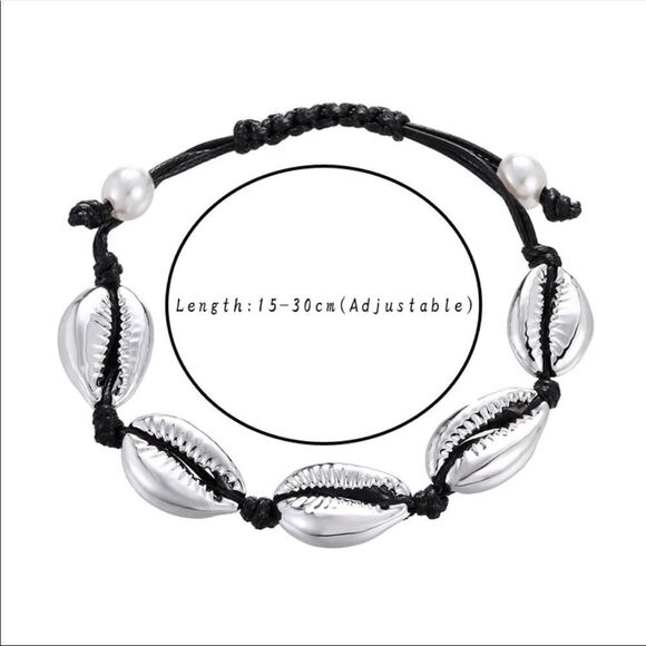 Bohemian Puka Shell Bracelet Adjustable SILVER - Picture 3 of 7